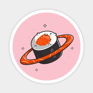 Salmon Sushi Planet Cartoon Magnet